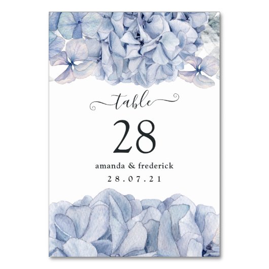 Numéro De Table Mariage aux Hortensias Bleus (Par défaut)