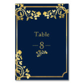 Numéro De Table Mariage aux Roses de Bleu Marine et Doré Brillante (Par défaut)