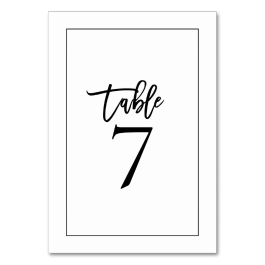 Numéro De Table Mariage avec typographie et bordure noirs élégants (Par défaut)