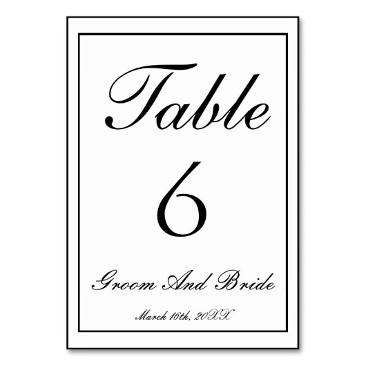 Numéro De Table Mariage B&W personnalisé (Par défaut)