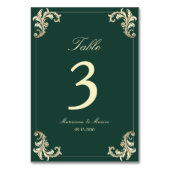 Numéro De Table Mariage Baroque Or Or Vert Émeraude (Dos)