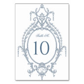 Numéro De Table Mariage baroque orné bleu français (Dos)