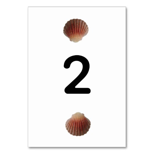Numéro De Table Mariage Beach Seashell Clams (Dos)