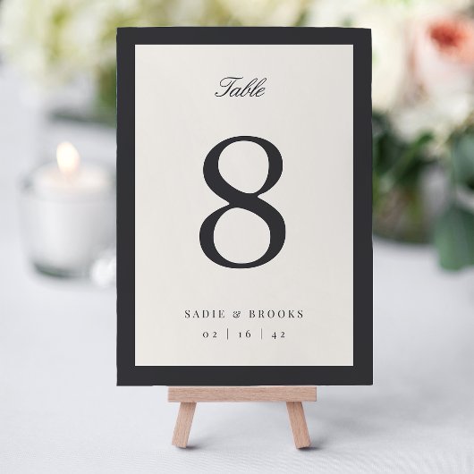 Numéro De Table Mariage Black & Ecru Classic Script