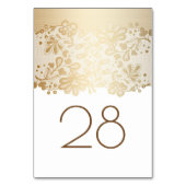 Numéro De Table Mariage blanc de dentelle dorée (Dos)