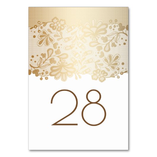 Numéro De Table Mariage blanc de dentelle dorée (Par défaut)