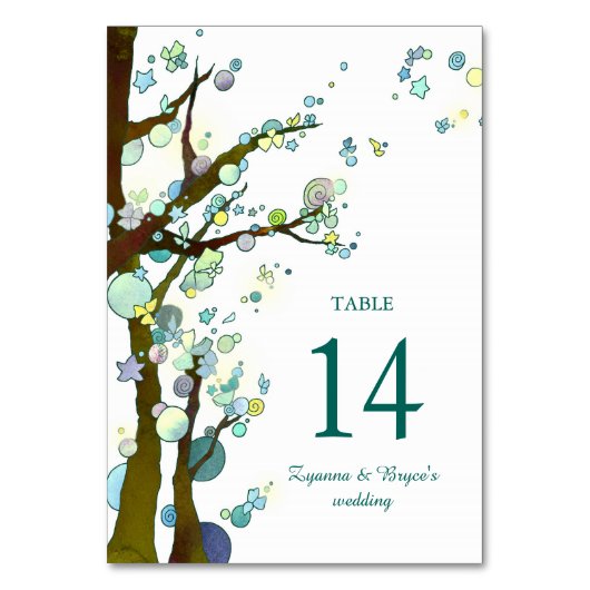 Numéro De Table Mariage blanc des arbres forestiers (Par défaut)