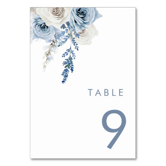 Numéro De Table Mariage blanc et bleu foncé moderne (Dos)