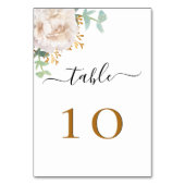 Numéro De Table Mariage blanc fleuri eucalyptus verdure (Dos)