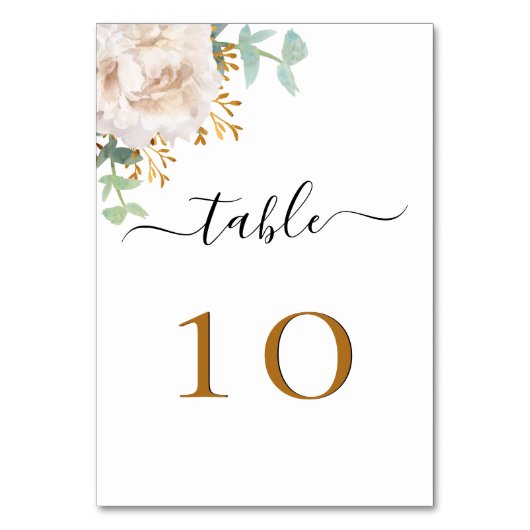Numéro De Table Mariage blanc fleuri eucalyptus verdure (Par défaut)