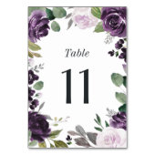Numéro De Table Mariage blanc floral élégant violet et argenté (Dos)