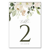 Numéro De Table Mariage Blanc Floral Végétal Botanique Or (Dos)