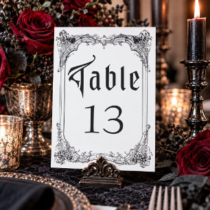 Numéro De Table Mariage Blanc Gothique Vintage Toile Noir