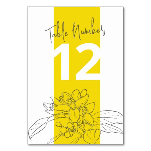 Numéro De Table Mariage blanc gris citron jaune citron (Dos)