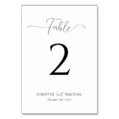 Numéro De Table Mariage blanc simple et élégant (Dos)