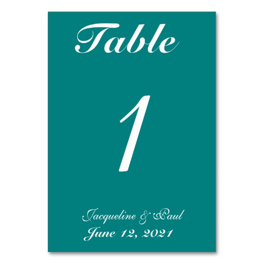 Numéro De Table Mariage blanc vert turquoise N° de tableau (Par défaut)