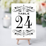 Numéro De Table Mariage blanc vintage noir<br><div class="desc">Les cartes de numéro de table mariage de style vintage sont ornées de tourbillons décoratifs noirs et fleurissent de chaque côté de la carte. Personnalisez chaque carte de numéro de table dont vous avez besoin et ajoutez-la individuellement à votre panier.</div>