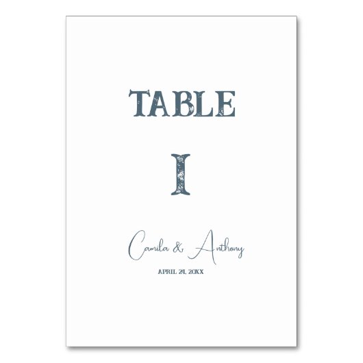Numéro de table Mariage bleu (Dos)