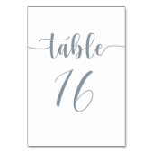Numéro De Table Mariage bleu Dusty moderne (Dos)