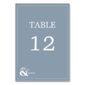 Numéro De Table Mariage bleu Dusty moderne unique avec noms et (Dos)
