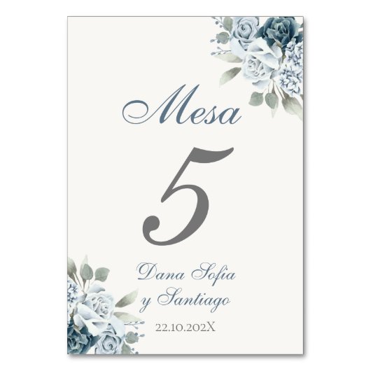 Numéro De Table Mariage bleu espagnol Dusty (Par défaut)