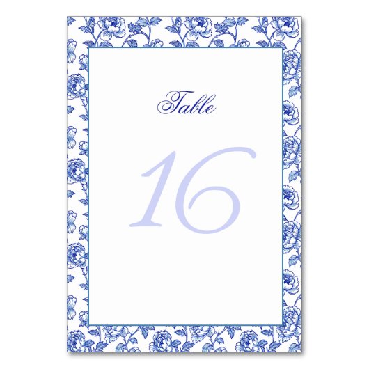 Numéro de table Mariage bleu et blanc (Par défaut)