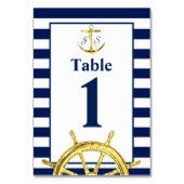 Numéro De Table Mariage bleu et or marine (Dos)