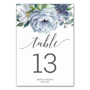 Numéro De Table Mariage bleu foncé Numéros de tableau double face