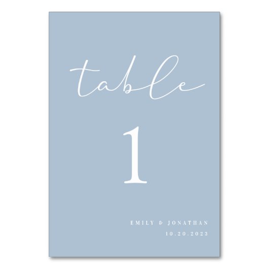 Numéro De Table Mariage bleu foncé simple et élégant (Dos)