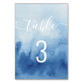 Numéro De Table Mariage bleu marine aquarelle. Écriture moderne (Dos)