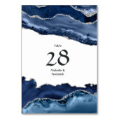 Numéro De Table Mariage Bleu marine et Agate argentée (Dos)