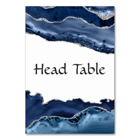 Numéro De Table Mariage Bleu marine et Agate argentée (Par défaut)