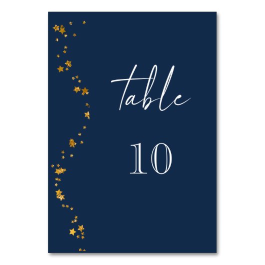 Numéro De Table Mariage bleu marine Starry Night (Dos)