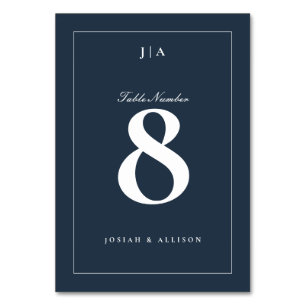 Numéro De Table Mariage Bleu Nuit Classique