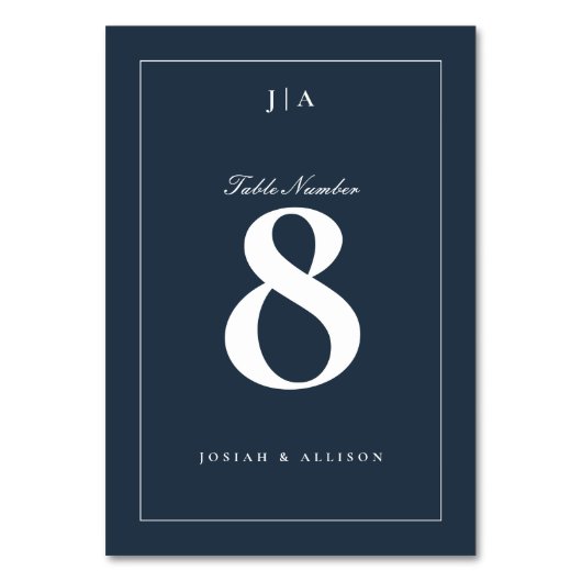 Numéro De Table Mariage Bleu Nuit Classique (Par défaut)