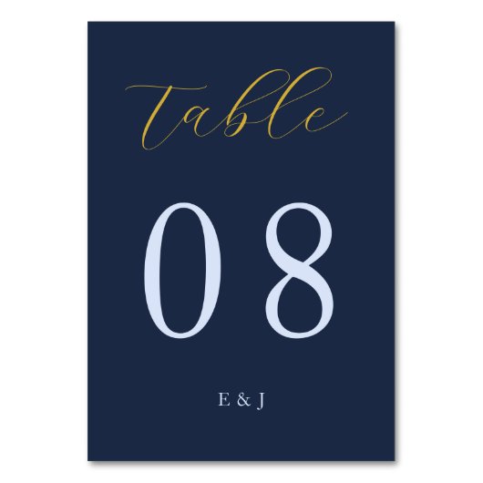 Numéro De Table Mariage bleu opulent (Dos)