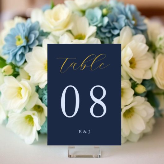 Numéro De Table Mariage bleu opulent