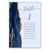 Numéro De Table Mariage Bleu Pâle Agate Or Navy (Dos)