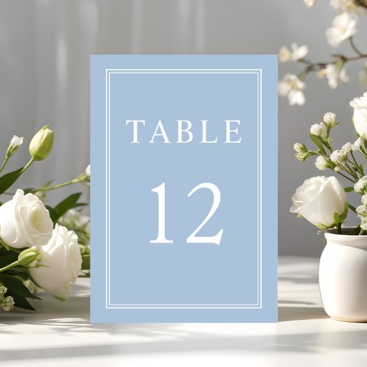 Numéro De Table Mariage bleu poudré élégant et moderne
