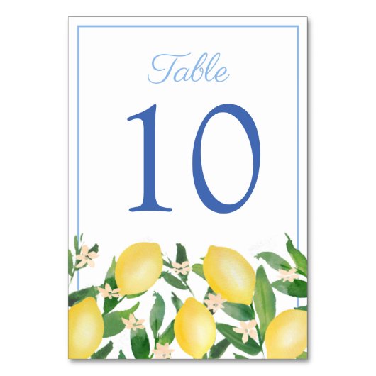 Numéro De Table Mariage bleu poudré Positano Lemons (Dos)