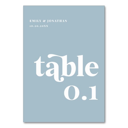 Numéro De Table Mariage Bleu Poussiéreux (Par défaut)