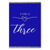 Numéro De Table Mariage bleu royal en argent (Dos)