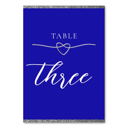 Numéro De Table Mariage bleu royal en argent (Dos)