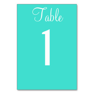 Numéro De Table Mariage bleu turquoise N° de tableau