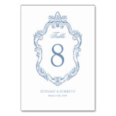 Numéro De Table Mariage bleu Vintage Rococo (Par défaut)