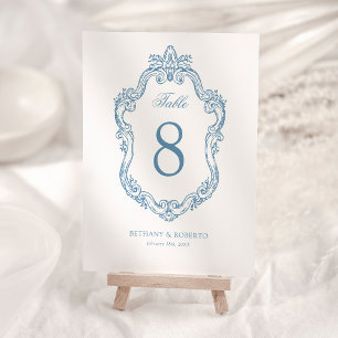 Numéro De Table Mariage bleu Vintage Rococo