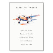 Numéro De Table Mariage Blue Orange Blush Air Plane (Dos)