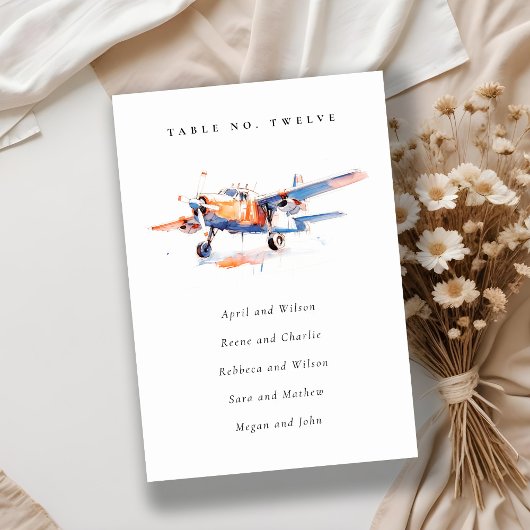 Numéro De Table Mariage Blue Orange Blush Air Plane
