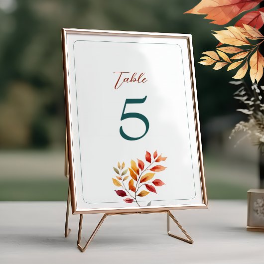 Numéro De Table Mariage Bohème d'Automne