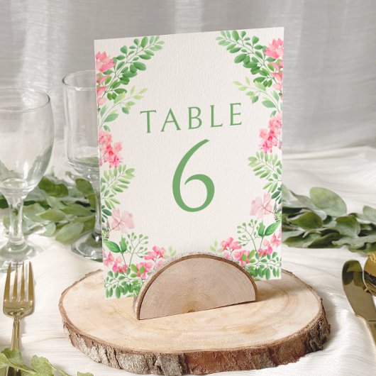 Numéro De Table Mariage bohème élégant rose floral chiffres